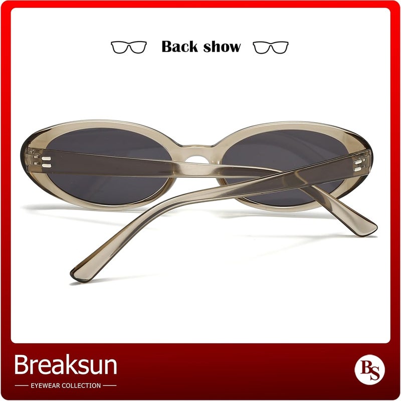 Breaksun Retro Oval Sunglasses for Women Men Fashion Small Oval Sunglasses 90s Vintage Shades - Image 3